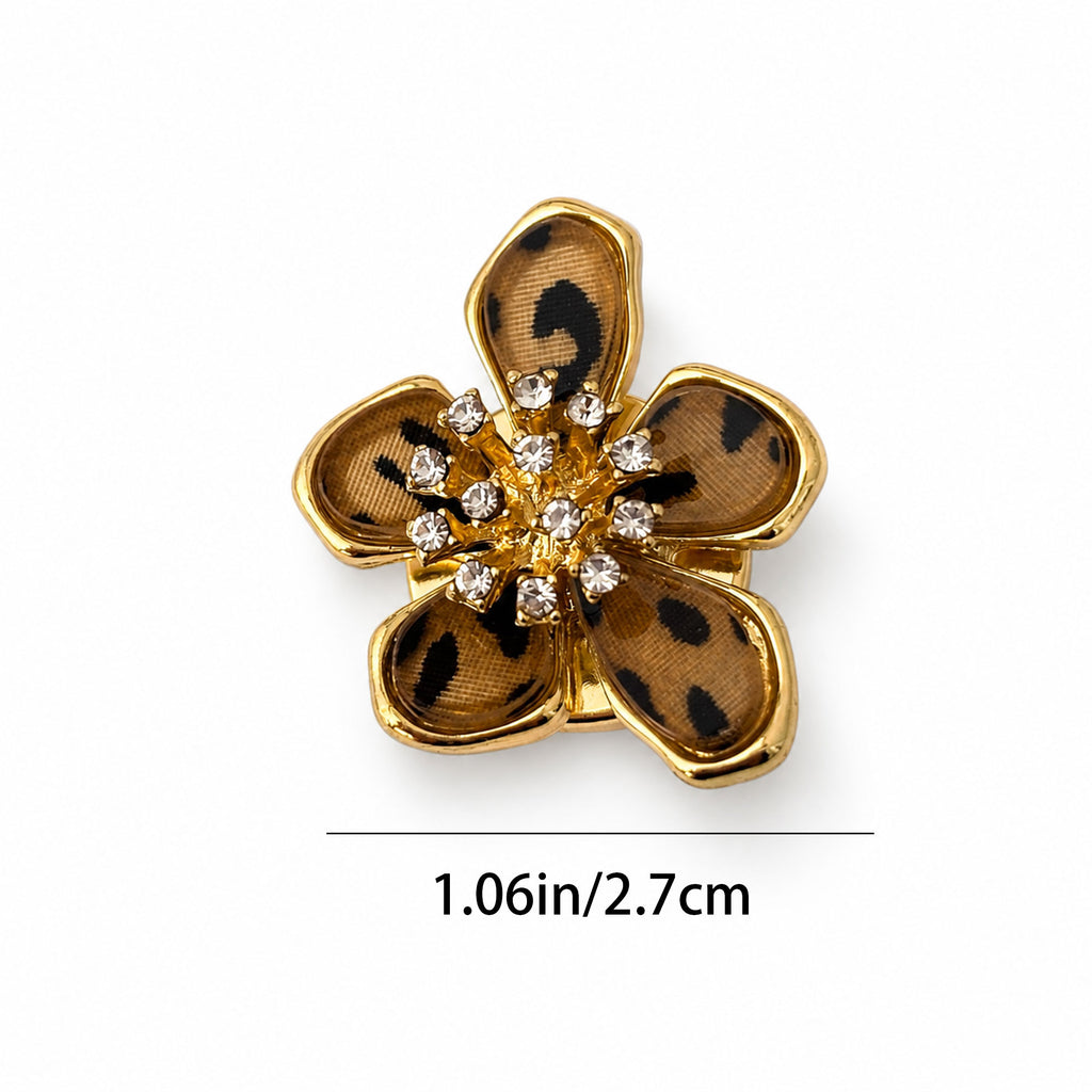 Leopard print flower button cover