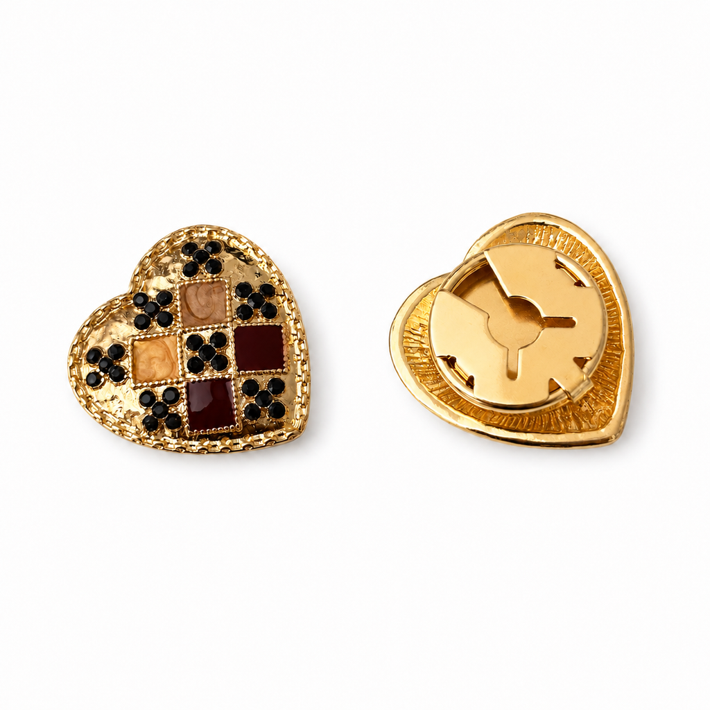 Retro enamel heart-shaped button cover
