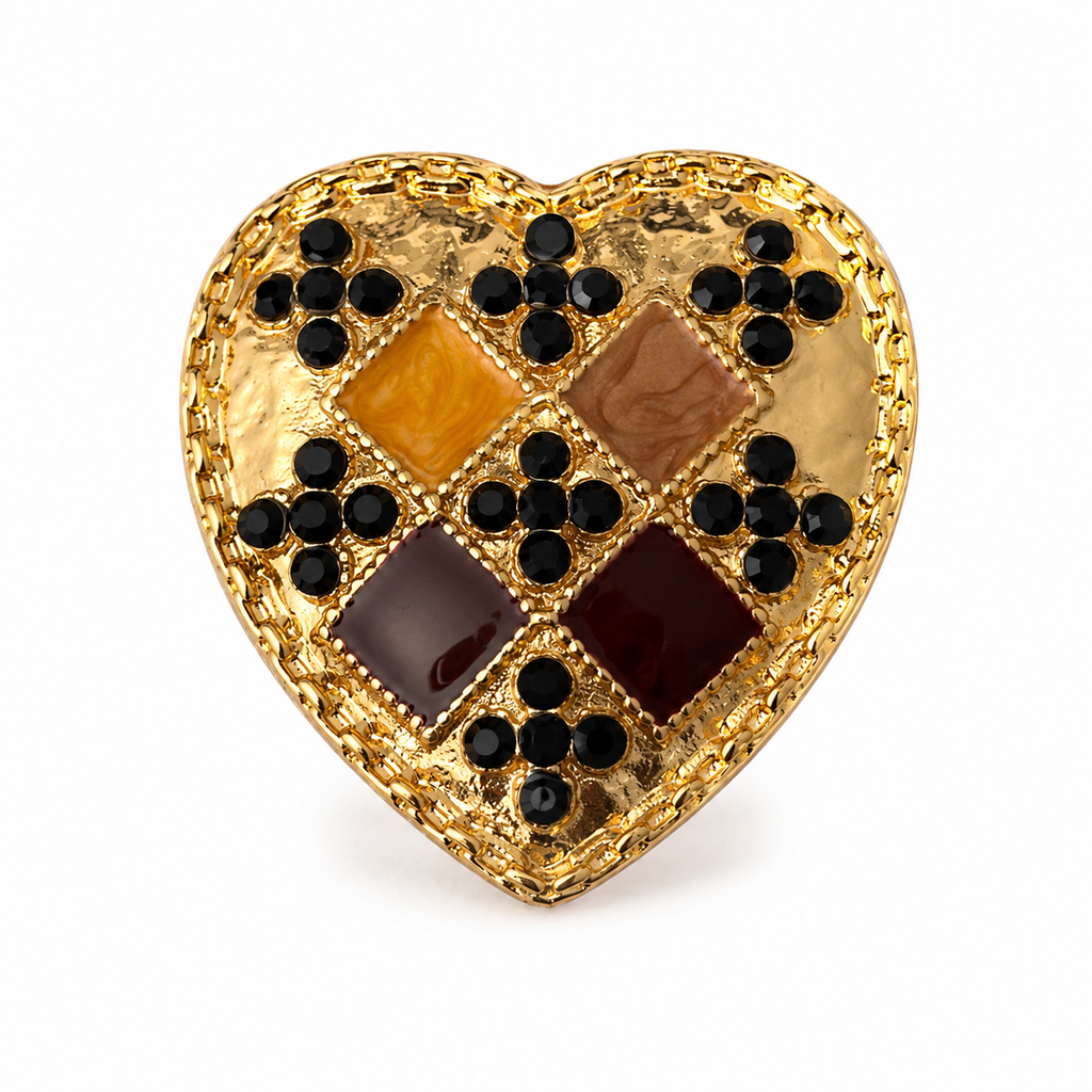 Retro enamel heart-shaped button cover
