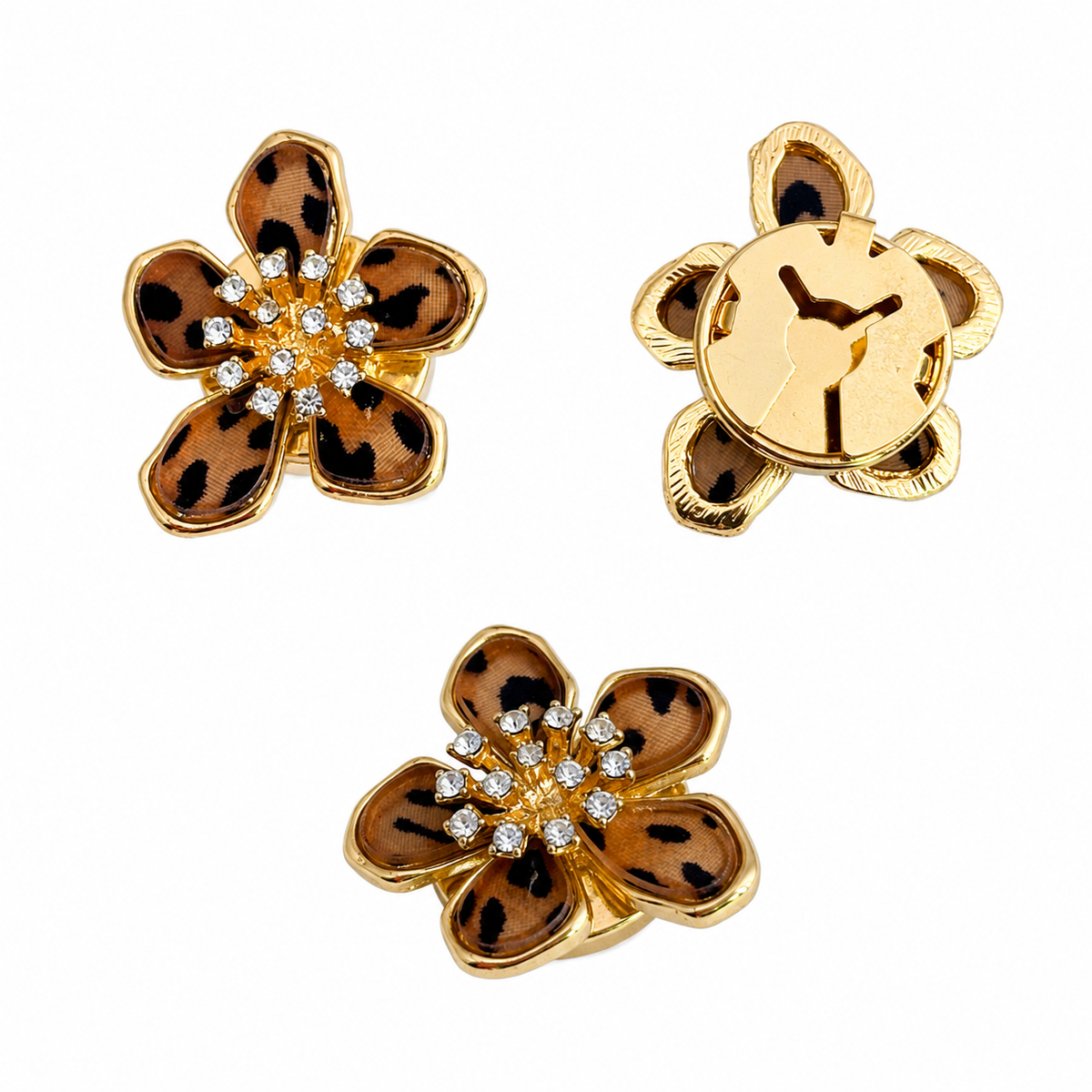 Leopard print flower button cover