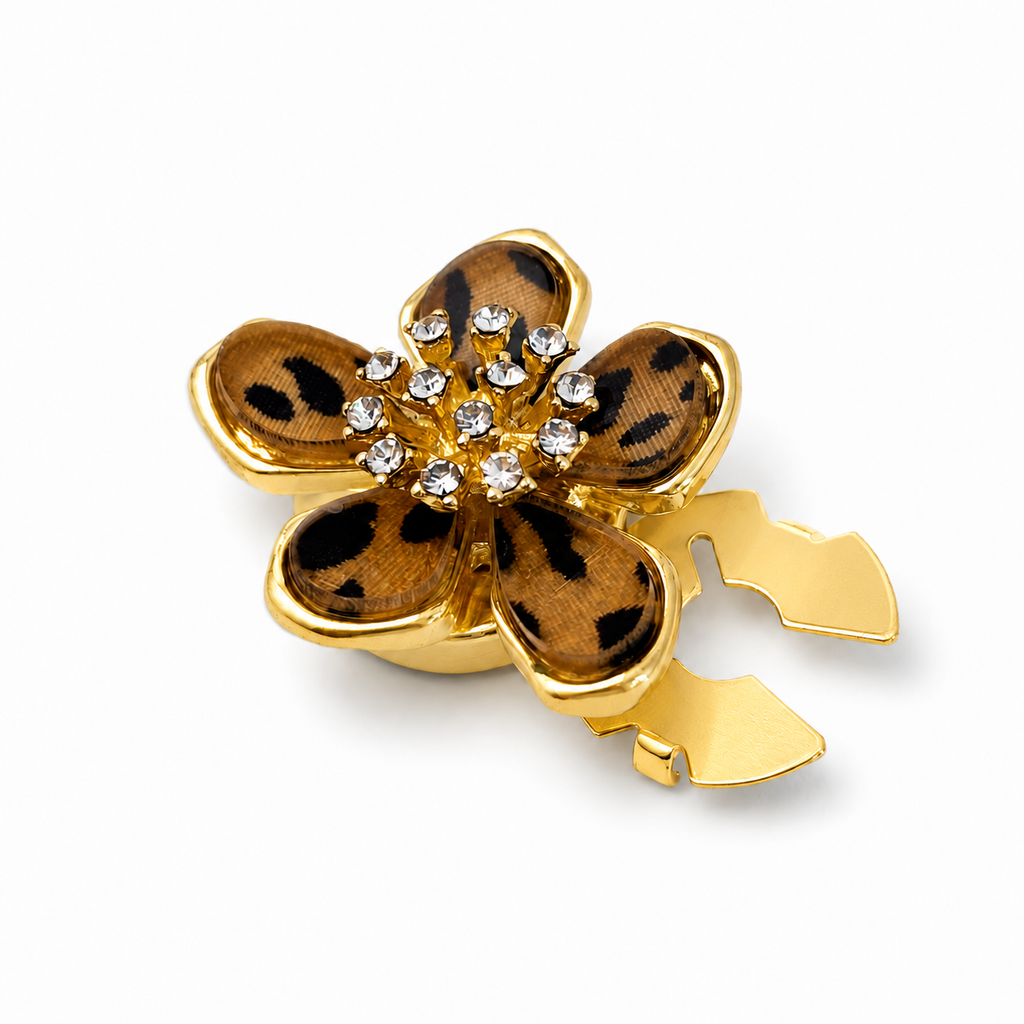 Leopard print flower button cover