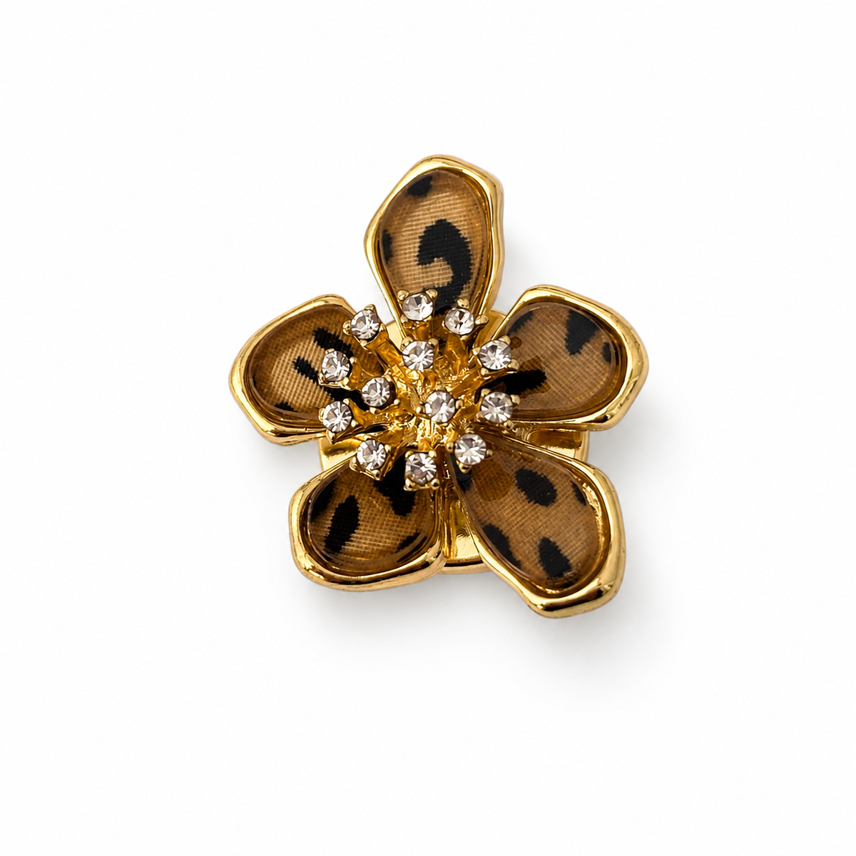 Leopard print flower button cover