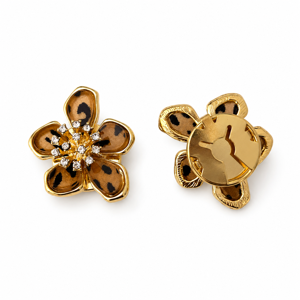Leopard print flower button cover