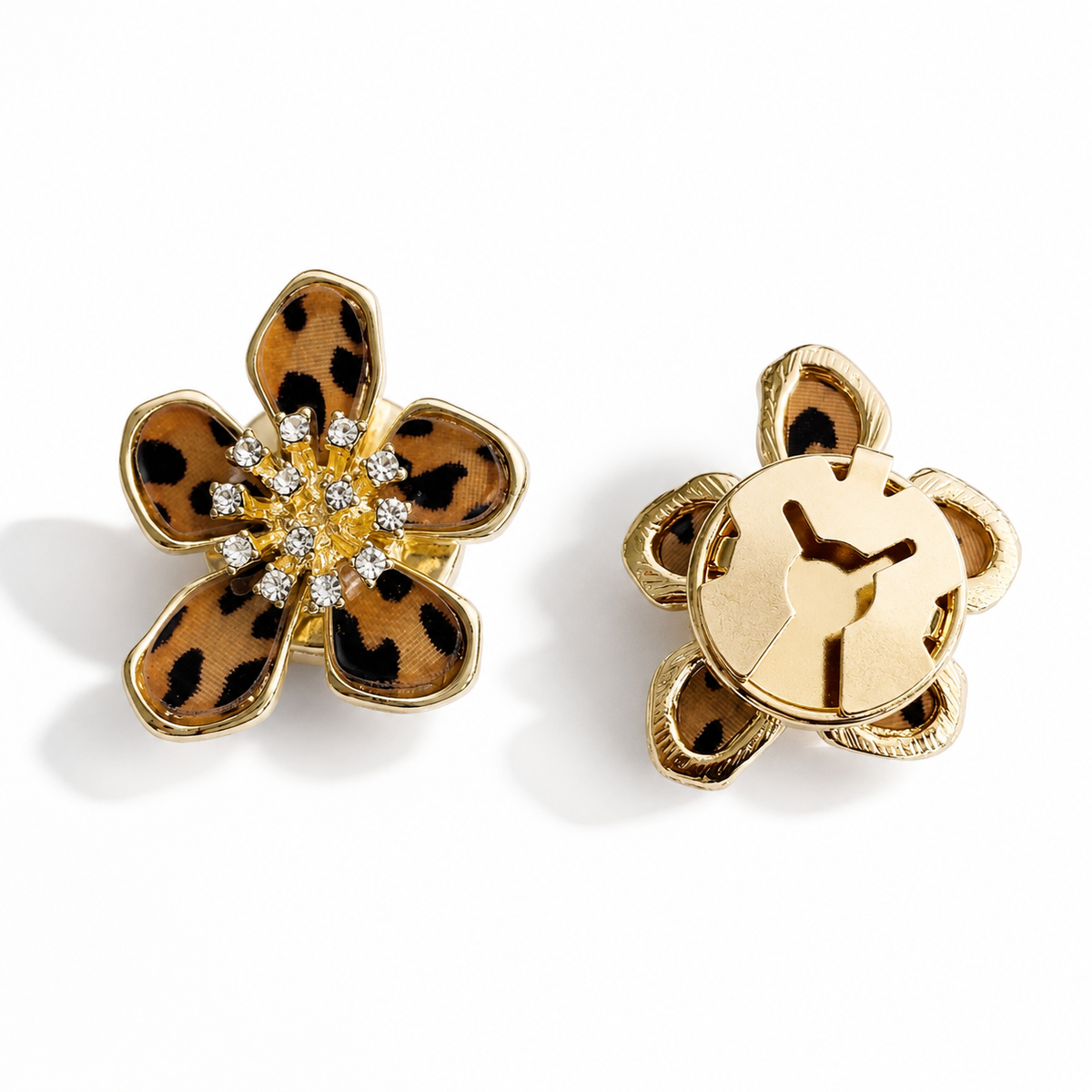 Leopard print flower button cover