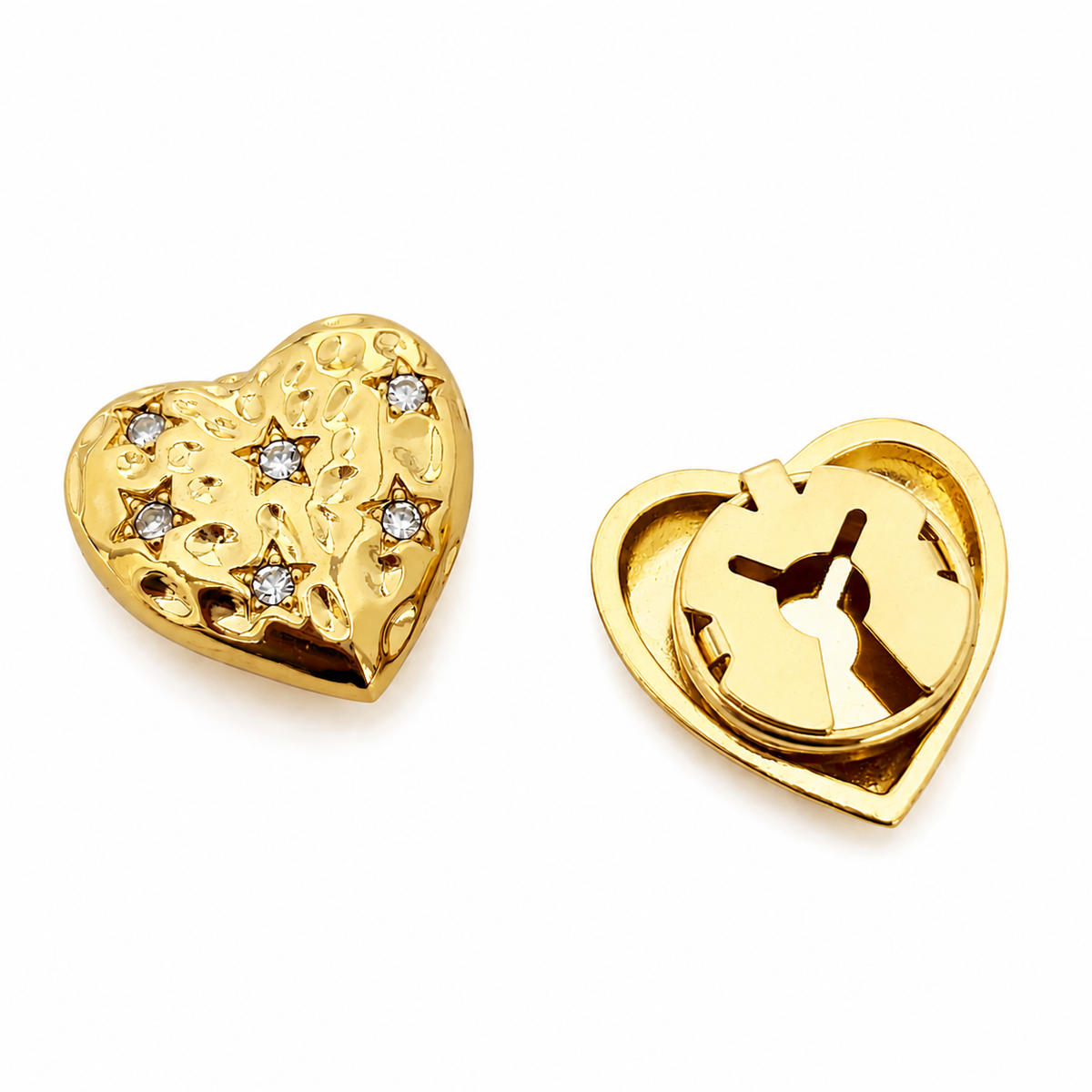 Heart shaped rhinestone button cover