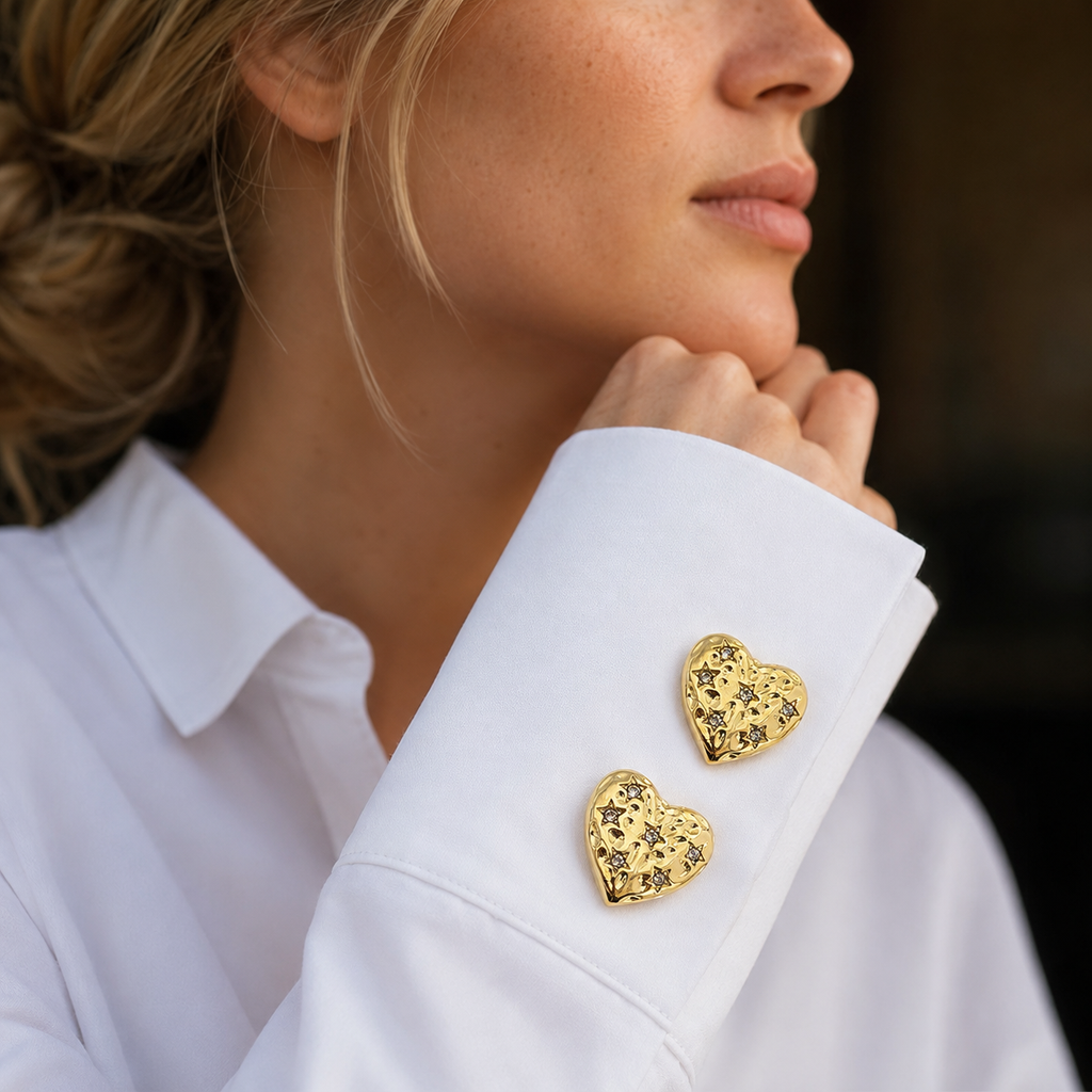 Heart shaped rhinestone button cover