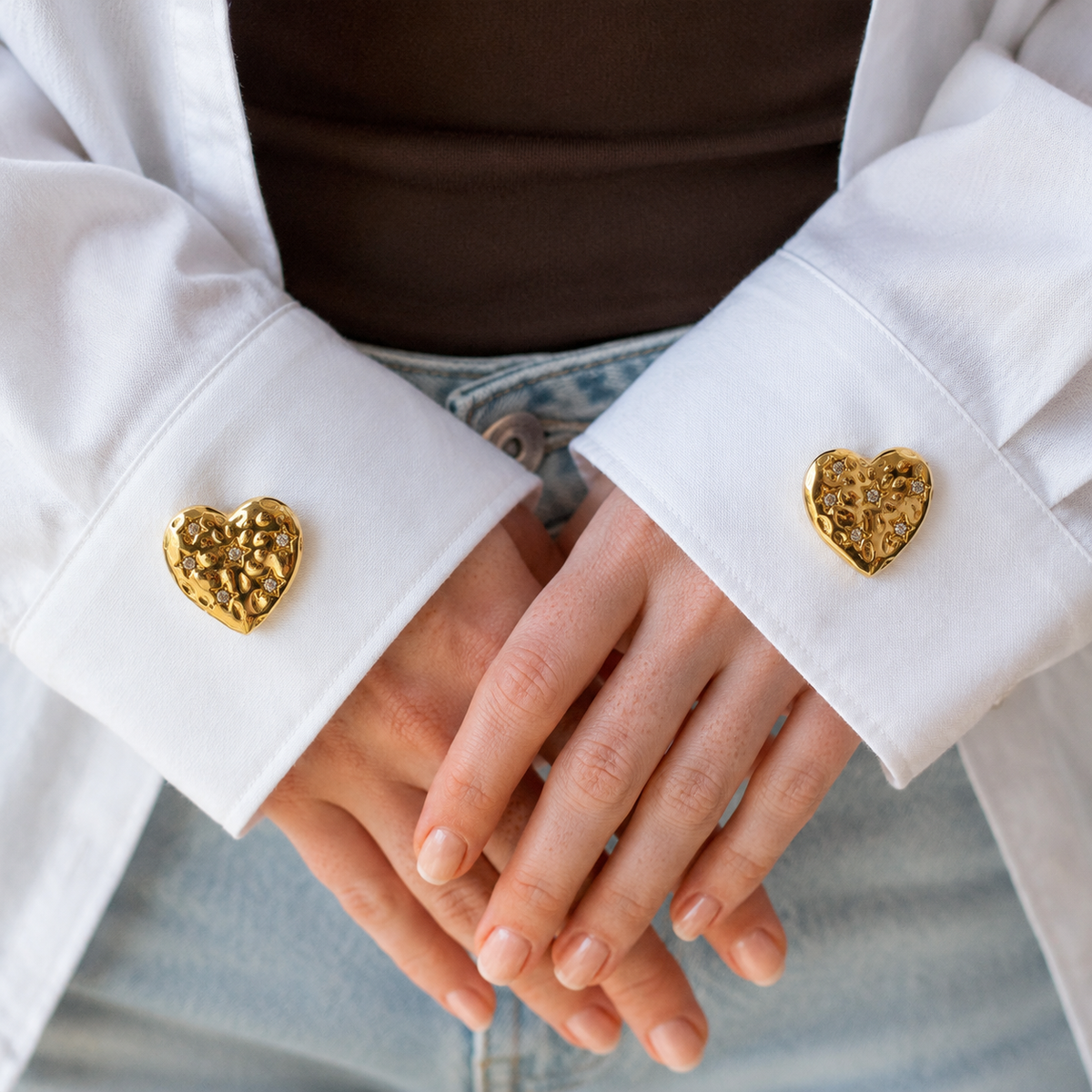 Heart shaped rhinestone button cover