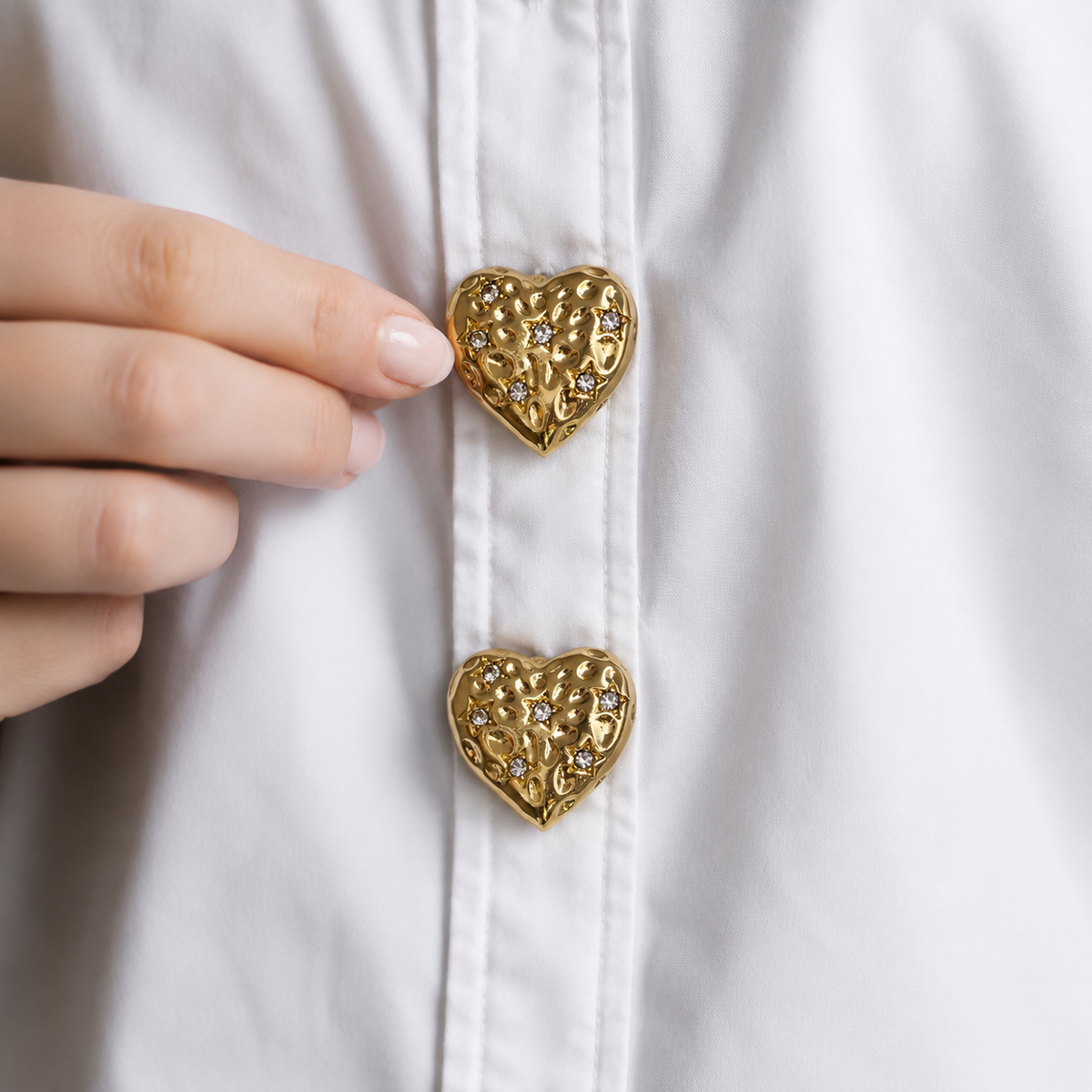 Heart shaped rhinestone button cover