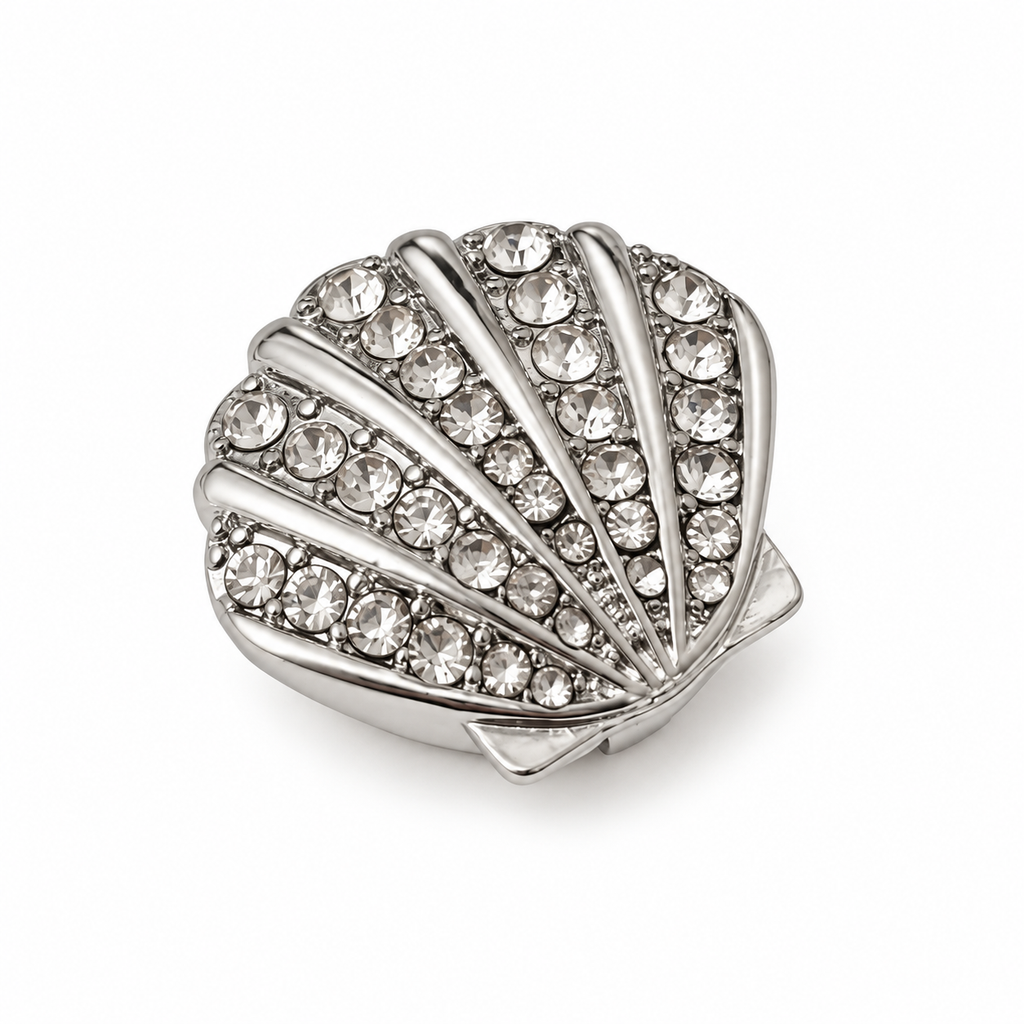 Silver shell starfish button cover