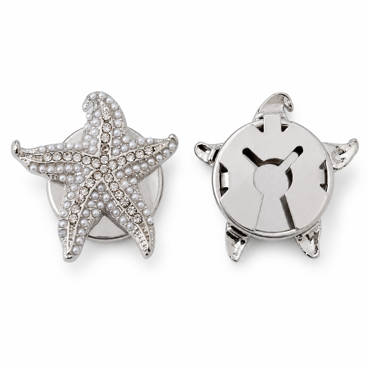 Silver shell starfish button cover