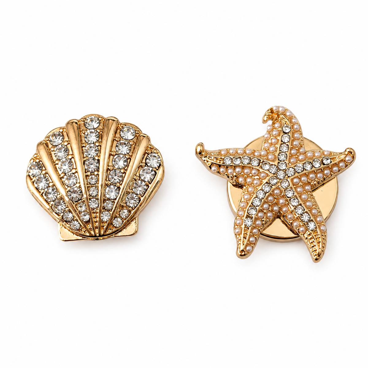 Golden starfish shell button cover