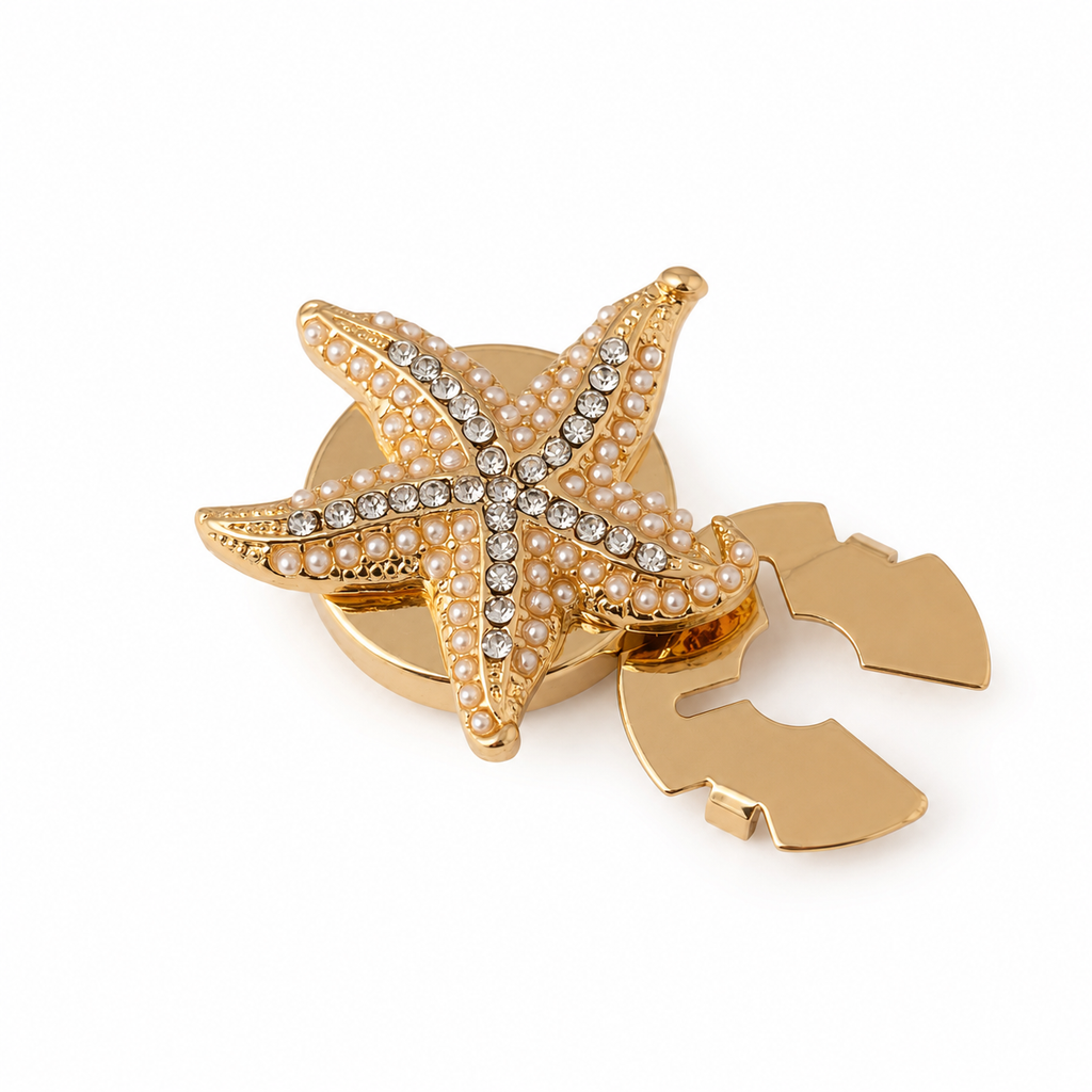 Golden starfish shell button cover