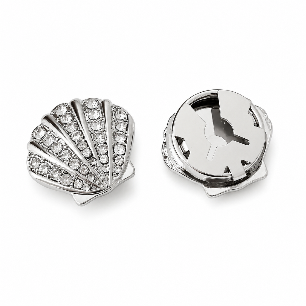 Silver shell starfish button cover