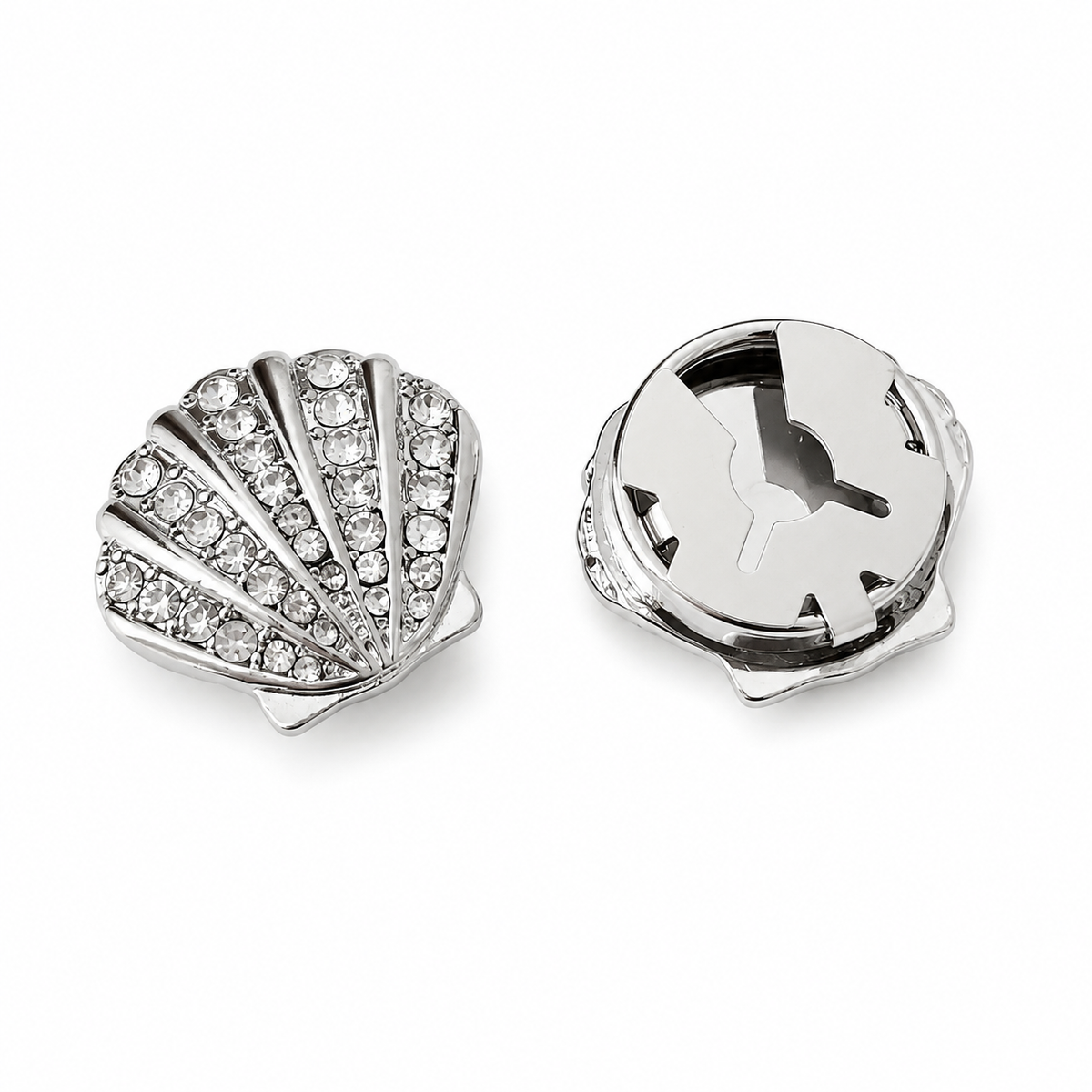 Silver shell starfish button cover