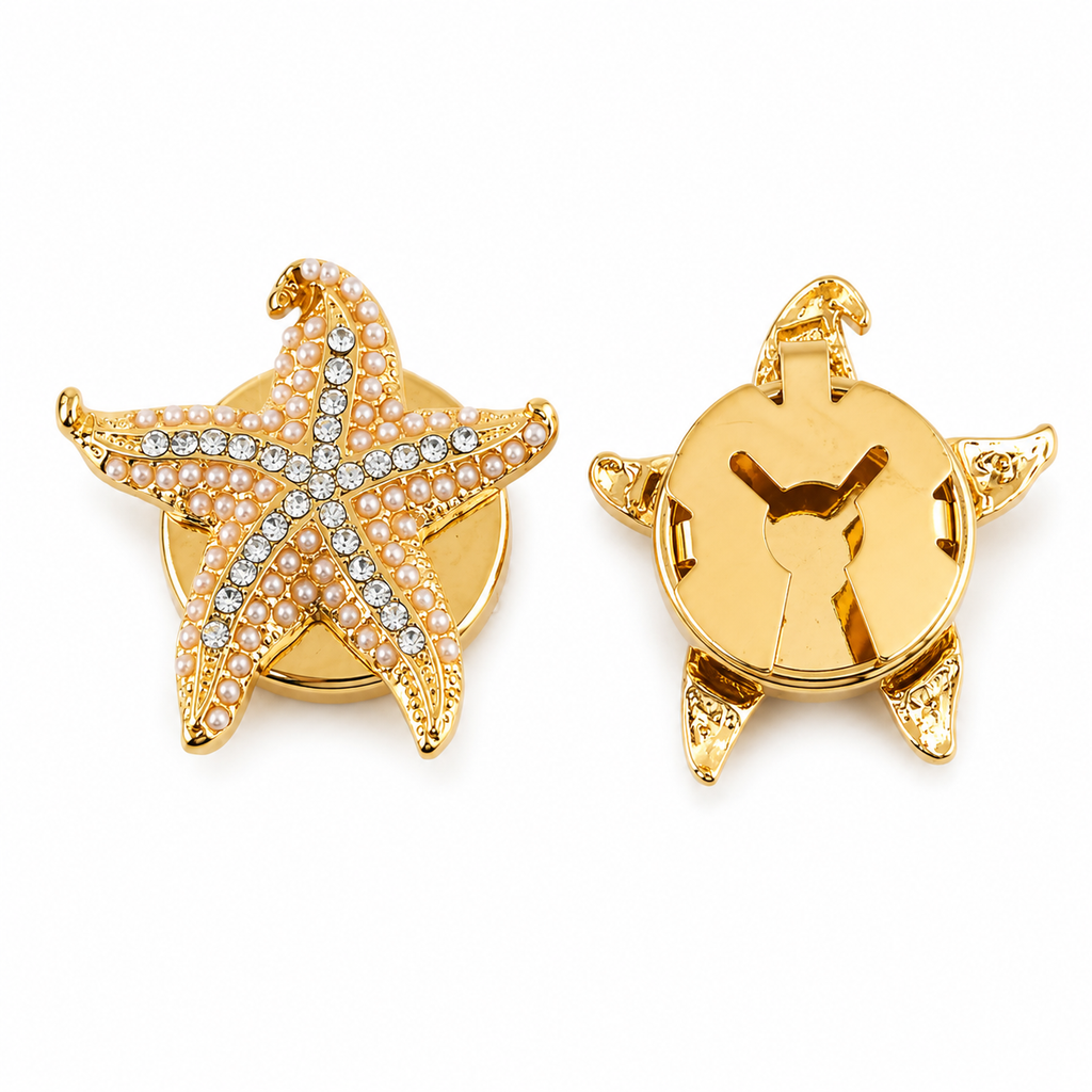 Golden starfish shell button cover