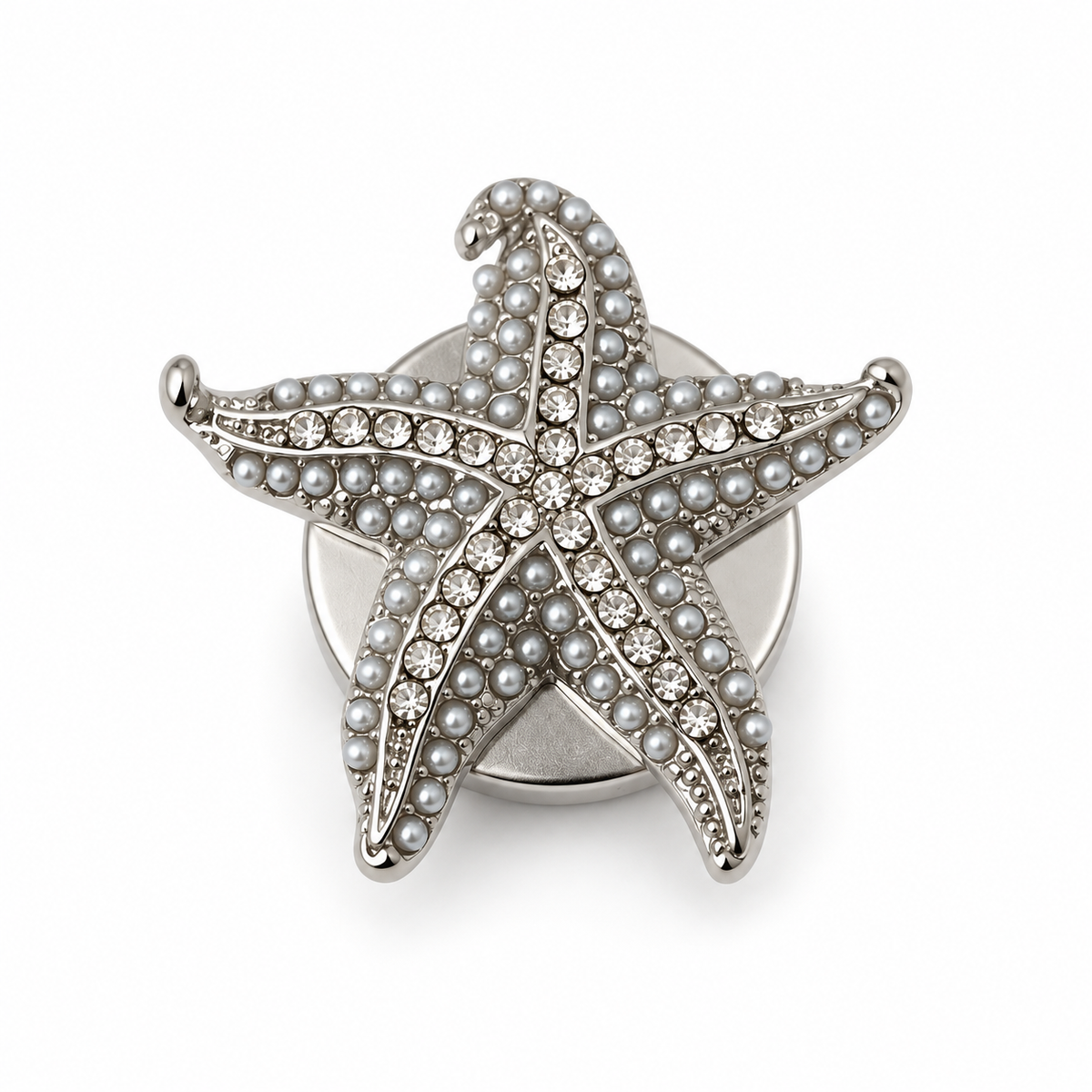 Silver shell starfish button cover