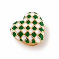 Checkered enamel contrasting heart-shaped button cover cufflinks