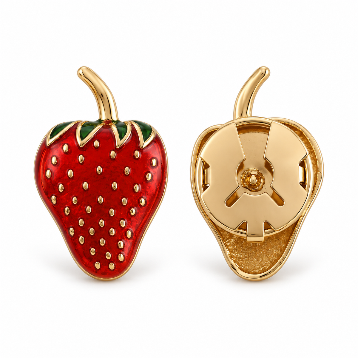 Elegant strawberry enamel button cover