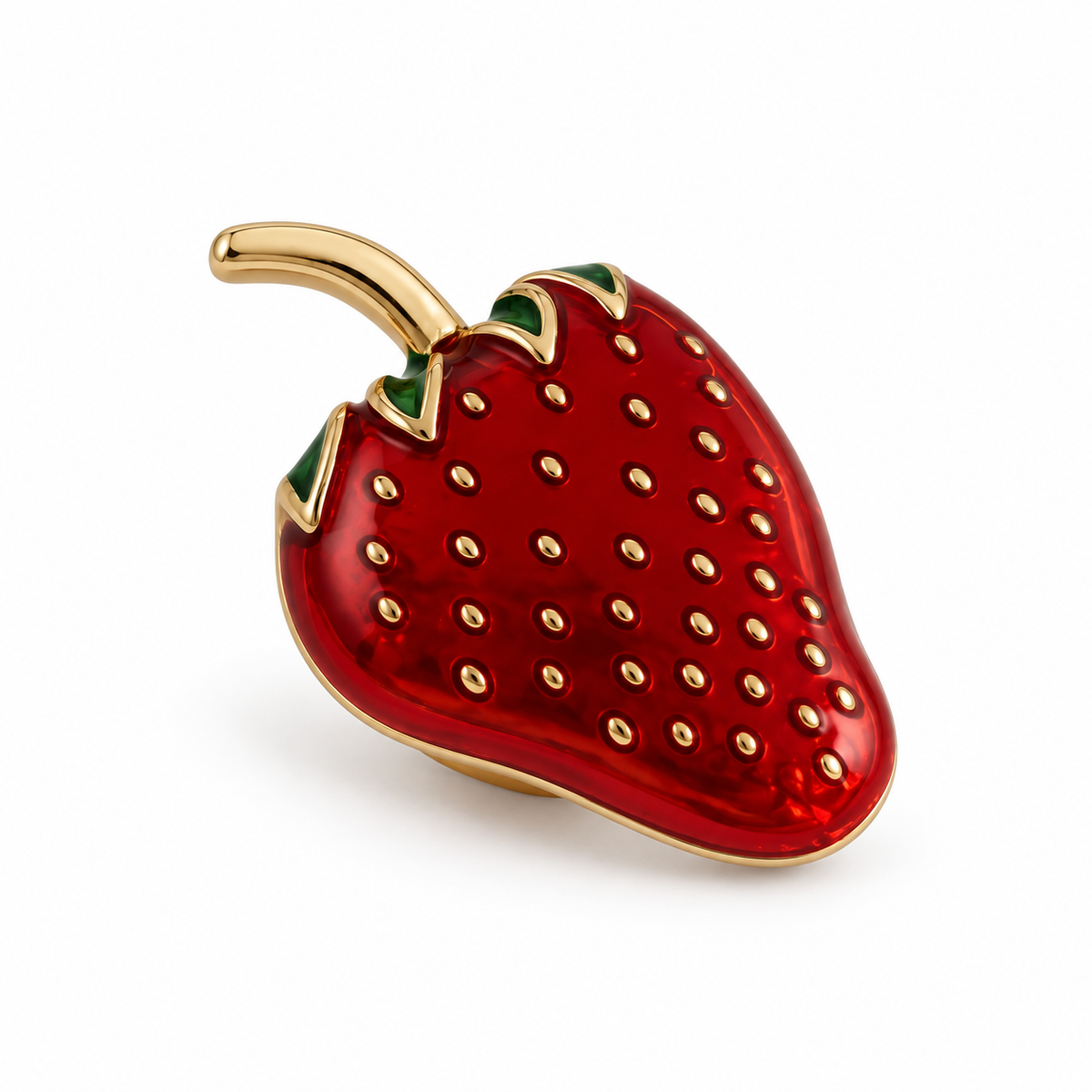 Elegant strawberry enamel button cover