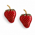 Elegant strawberry enamel button cover