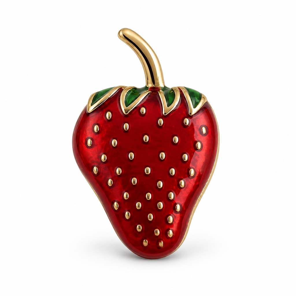 Elegant strawberry enamel button cover